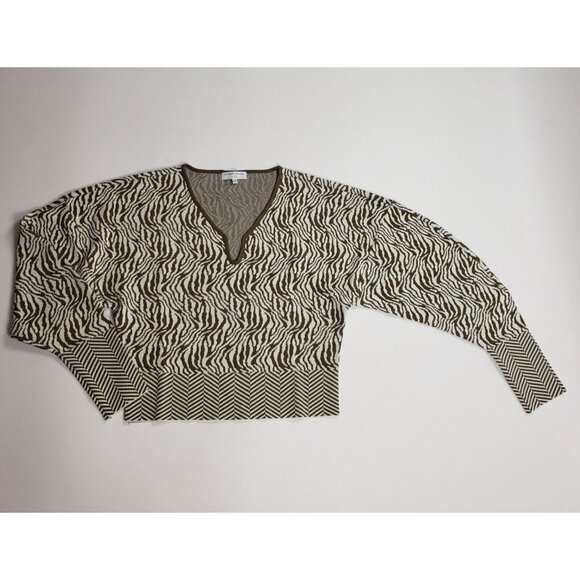 Esteban Cortazar Collective Sweater Women's Size XXL Olive & Cream Zebra Pattern - Picture 3 of 16